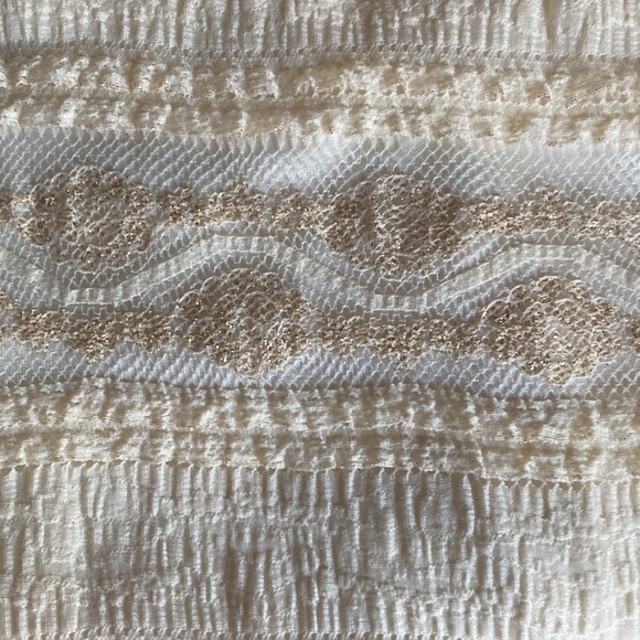 EUC/ BEBE beautiful fully lined off white with gold stitching dress. - Picture 12 of 12